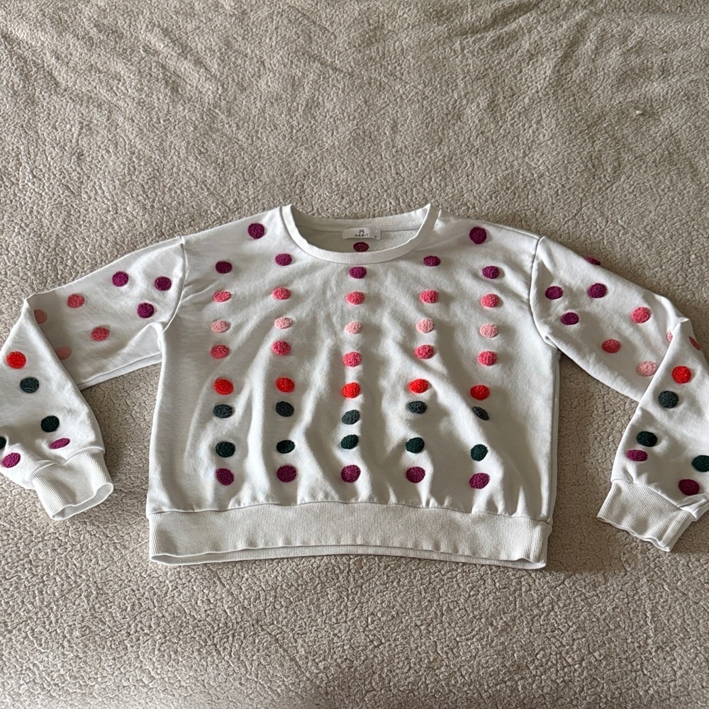 Habit Textured Polka Dot Women's Sweater - White and Multicolor Medium